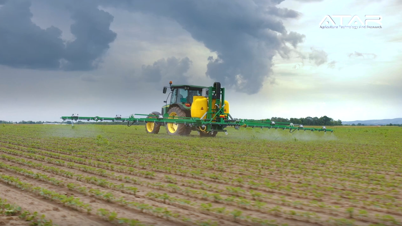 ATAR module mounted on sprayer boom at dawn